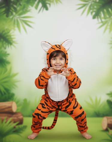 Kids Tiger Costume – Wild Animal Fancy Dress Full Body Outfit