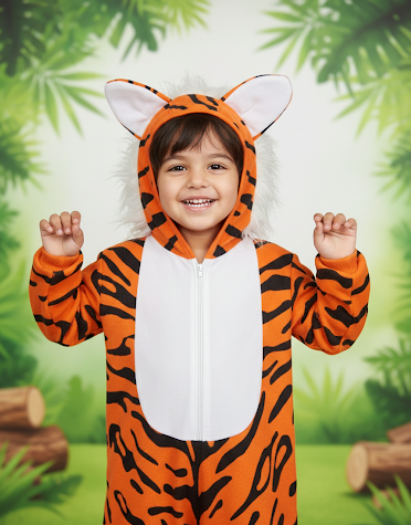Kids Tiger Costume – Wild Animal Fancy Dress Full Body Outfit